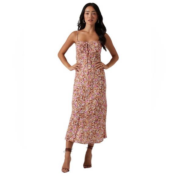 ASTR the Label Maritza Floral Smocked Midi Dress - Picture 1 of 6